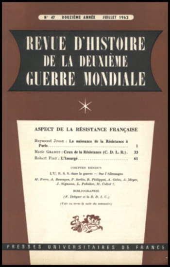 Afbeeldingen van Revue d`Histoire de la Deuxième Guerre Mondiale. Année 12, N° 47