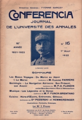 Afbeeldingen van Conferencia - journal de l'université des annales - 16e année - n° 16 - 1er aout