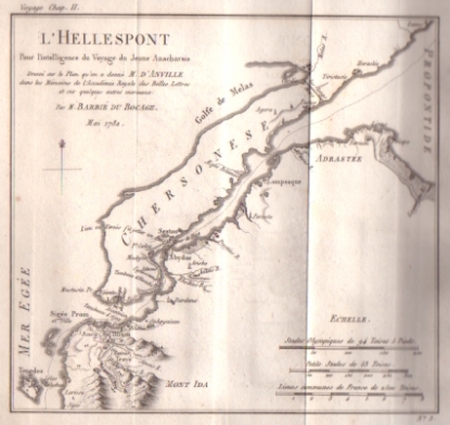 Afbeeldingen van Recueil de cartes géographiques, plans vues et médailles de l'Ancienne Grèce, relatifs au voyage du jeune Anacharsis, précédé d'une analyse critique des cartes. [Atlas volume]