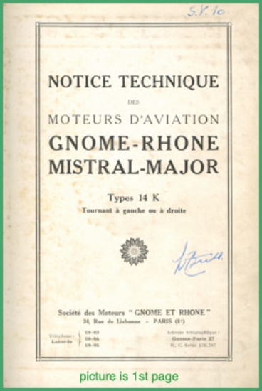 Afbeeldingen van Notice Technique des Moteurs d'Aviation Gnome-Rhone, Mistral-Major types 14 K Tournant gauche et à droite