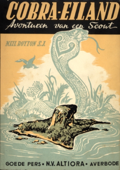 Afbeeldingen van Cobra-Eiland. Avonturen van een Scout. (Cobra Island). Omslag en illustraties van Jan FLAMENG