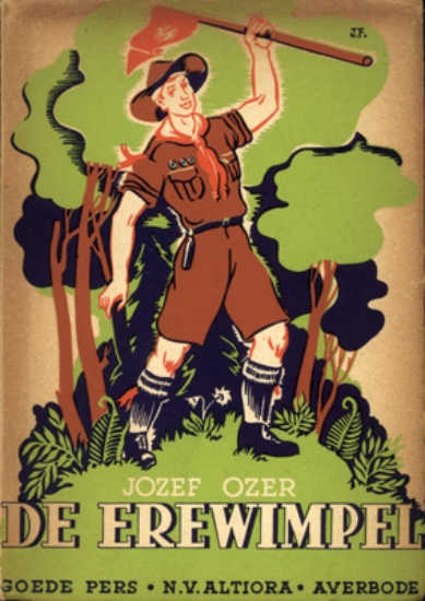 Afbeeldingen van De erewimpel, roman van een scout. Omslag en illustraties Jan Flameng
