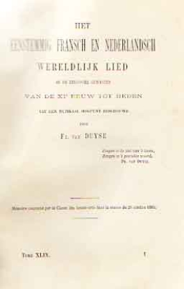 Afbeeldingen van Het Eenstemmig Fransch en Nederlandsch Wereldlijk Lied in de Belgische gewesten van XIe eeuw tot heden