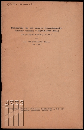 Afbeeldingen van Beschrijving van een nieuwen vleermuisparasiet, Notoedres vanschaïki v. Eyndh. 1946 (Acar.)