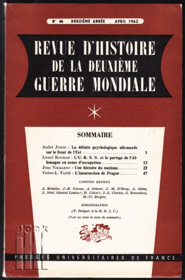 Afbeeldingen van Revue D`Histore De La Deuxième Guerre Mondiale. Année 12, N° 46