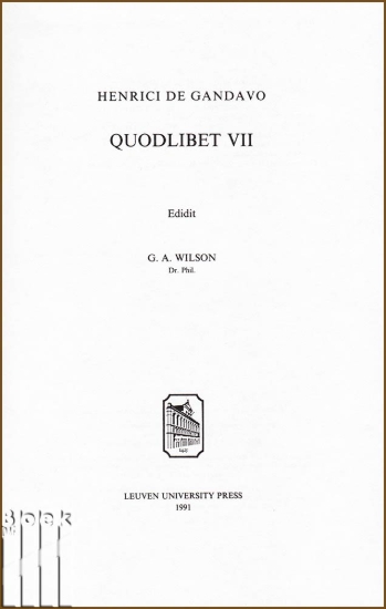 Afbeeldingen van Henrici de Gandavo. Quodlibet VII