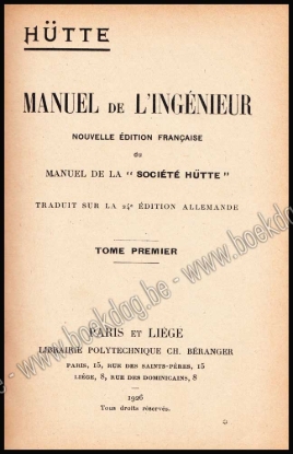 Afbeeldingen van Hütte. Manuel de l'ingénieur. Set de 3 tomes