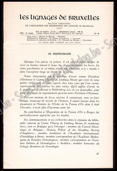 Afbeeldingen van Les Lignages de Bruxelles. 8e Année, N° 36, 1969
