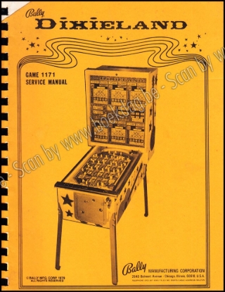 Afbeeldingen van Bally Dixieland. Sevice manual. Game 1171