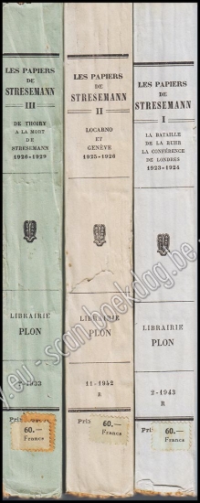 Afbeeldingen van LES PAPIERS DE STRESEMANN - 3 VOLUMES - TOMES I+II+III Complete