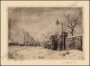 Afbeeldingen van Aquatint ets. Jaak GORUS. Het Kiel onder de sneeuw. Lantaarntje+poort