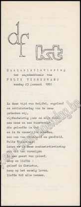 Afbeeldingen van Eucharistieviering ter nagedachtenis van Felix Timmermans. Zondag 23 januari 1972