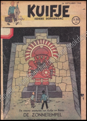 Afbeeldingen van Kuifje. Iedere donderdag. De nieuwe avonturen van Kuifje en Bobby: De Zonnetempel. Heruitgave in 2001