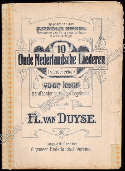 Afbeeldingen van 10 Oude Nederlandsche liederen (vierde reeks) voor koor met of zonder harmonium begeleiding