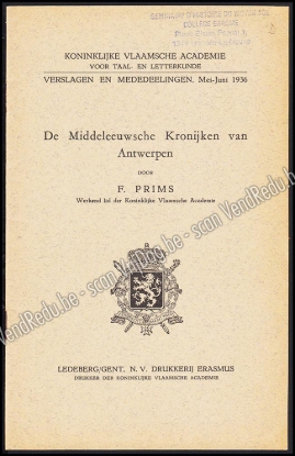 Afbeeldingen van De Middeleeuwsche Kronijken van Antwerpen. Verslagen en Mededeelingen, Mei-Juni 1936. Gesigneerd